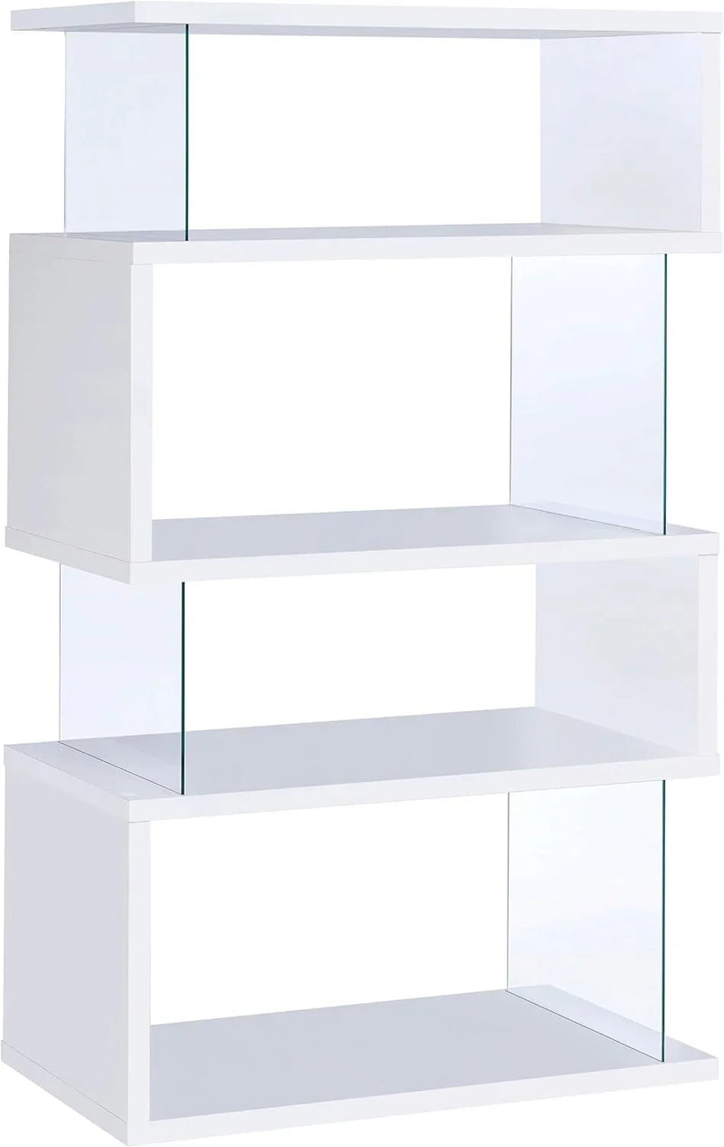 Home products company Amelier 63-inch 4-layer glass panel bookshelf in brown pine color U8
