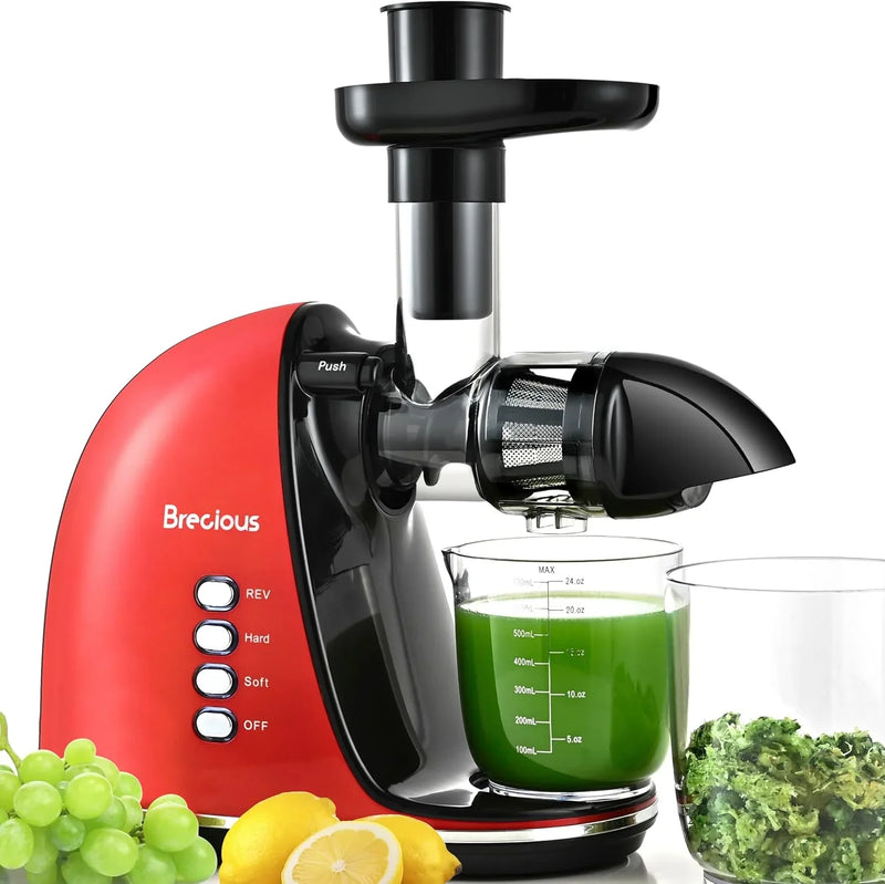 Slow Masticating Juicer,Brecious Cold Press Juicers with 2 Speed Modes & Quiet Motor,Juicers Machines Vegetable and Fruit with Reverse Function,Celery Juicer,BPA-Free,Easy to Clean (Black) U5