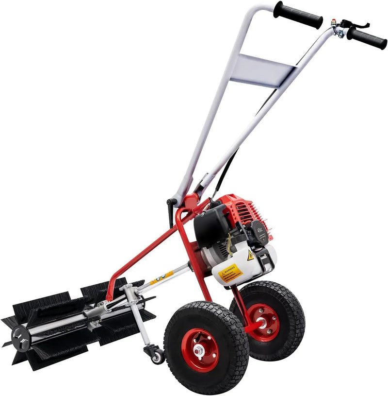 43cc 1.7HP Gas Powered Broom, 2 Stroke Power Sweeper Handheld Gasoline Power Broom Sweeping Machine for Garden Lawn Yard Sidewalk Driveway Turf Grass Cleaning, 600mm Nylon Brush Sweeping broom O0