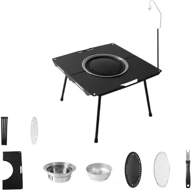 Outdoor Grill Table Foldable, Easy to Carry Can Hang Items Multi-Purpose, Aluminum Alloy, Portable Camping Table Foldable, for Picnic, BBQ, Making Tea J2