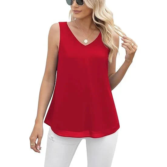 Women's Summer Sleeveless Chiffon Casual Tops M6