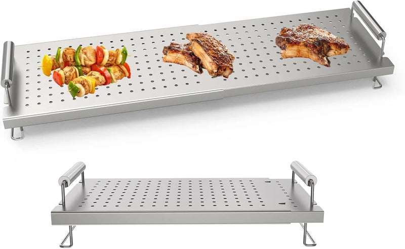 Adjustable baking pan heating/cooling rack, suitable for Blackstone baking pan accessories, with dimensions of 17 inches, 22 inches, 28 inches, 36 inches. Universal stainless steel heating tray/heating rack shelf/heater Y3
