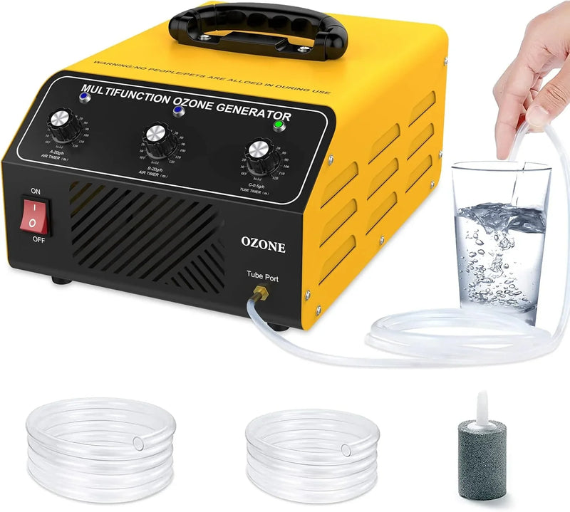 Ozone Generator 40,000 mg/hour, Dual Mode, Professional O3 Odor Eliminator, Equipped with a booster pump, 20,000 mg, 20,000 mg and 500 mg three timing functions, applicable area 7000 square feet, highly suitable for home and car use. V3