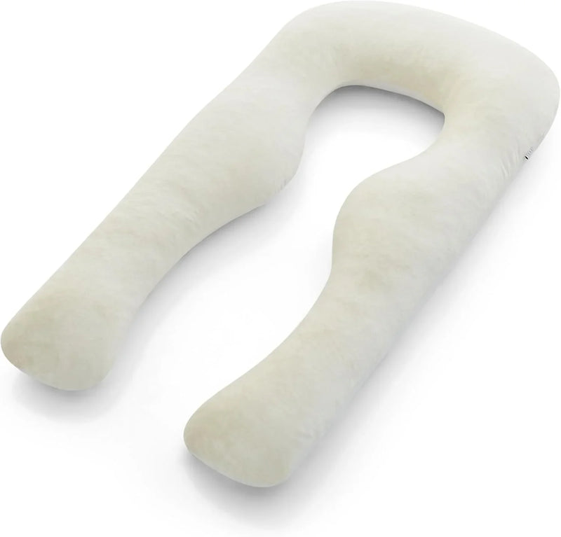Body Pillow | Elegant U-shaped Pregnancy Pillow - Organic Bamboo Fiber Cotton - Crushed Cooling Gel Filling - Ergonomic Design - Dual-Sided Use - Washable Q0