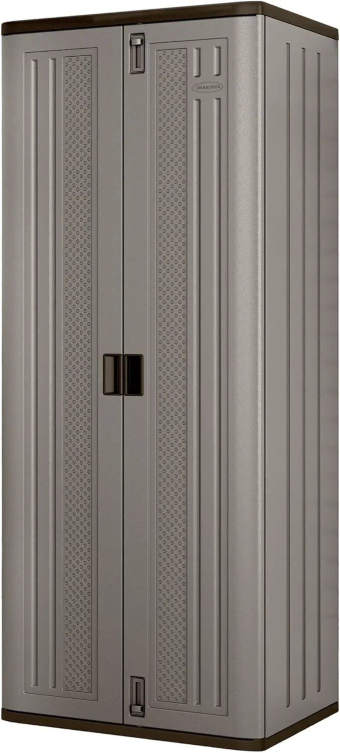 72-Inch Platinum Resin Storage Cabinet with Durable Double-Wall Construction, and Metal-Reinforced Shelves for Basement, Utility Room and Garage Storage, Platinum, Made in the USA V5