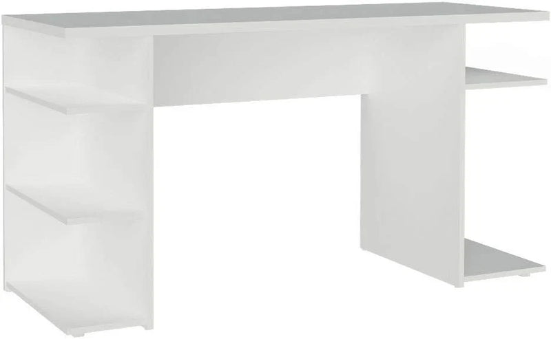 Madesa Large Modern Gaming Computer Desk 53 Inch with 5 Shelves Cable Management Student Study Wooden Table Home Office Gamer Desk for Kids and Adults - White C2