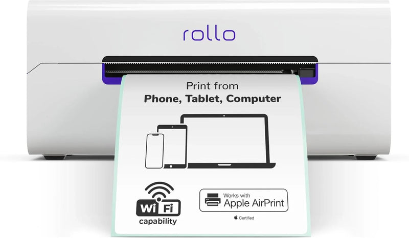 Wireless Shipping Label Printer - A Wi-Fi-enabled thermal label printer (size 4x6 inches), suitable for package shipping - Can be printed via AirPrint on iPhone, iPad, and Mac - Supports Windows, Chromebook, Android, and Linux systems R0