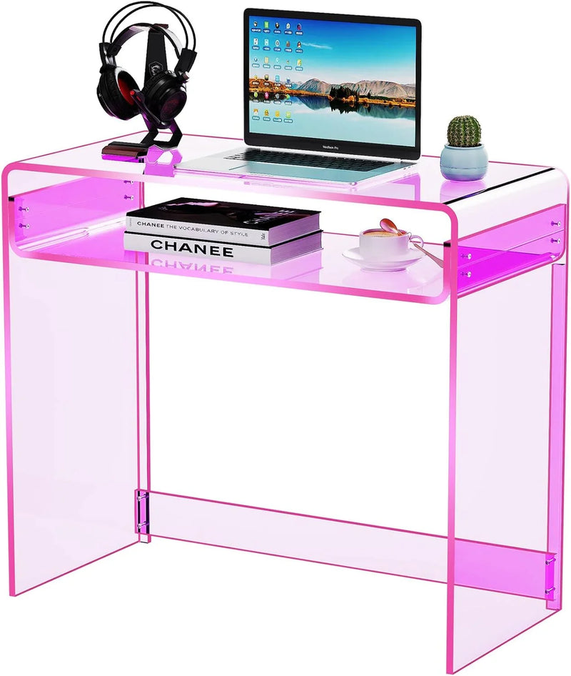 Acrylic Desk Laptop Workstation Study Table Home Office Console Table Entrance Tables Decor (Green) D4