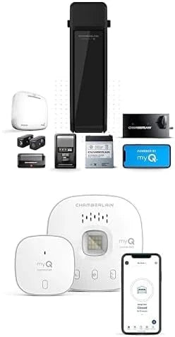 Silent and quiet wall-mounted garage door opener with battery backup and LED lighting, weighing 36 pounds, in black color. G9