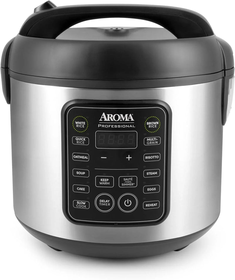 Digital rice cooker, 4 cup capacity (uncooked state) / 8 cup capacity (cooked state), steamer, multi-functional cooking pot, slow cooker, oatmeal pot, automatic insulation function, 2 gallons, stainless steel shell B5