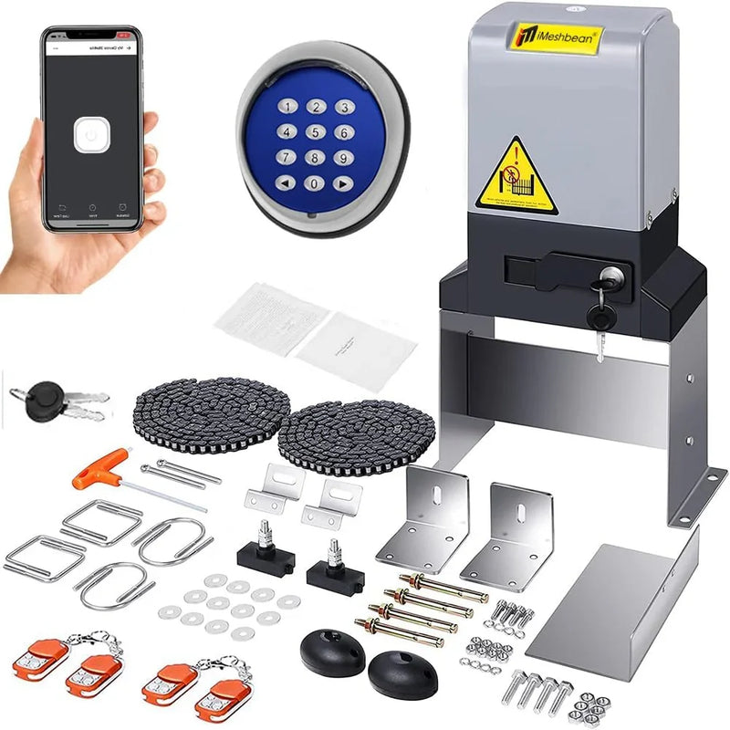 Automatic sliding door opener (controlled via APP), equipped with 4 remote controllers, 750-watt electric sliding door opener motor remote control kit, with wireless keyboard, suitable for sliding door openers up to 40 feet in length. K8