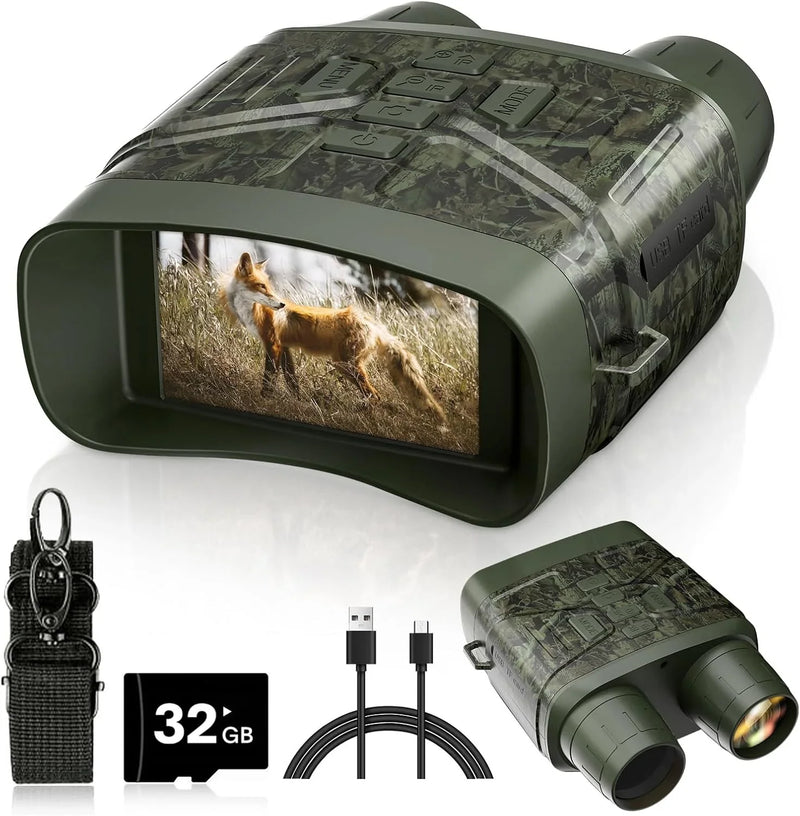 Night Vision Goggles - 4K Night Vision Binoculars with 5000mAh Rechargeable Battery, 32GB TF Card can Save Photo and Video, 3'' HD Screen for Camping & Security, Black J5