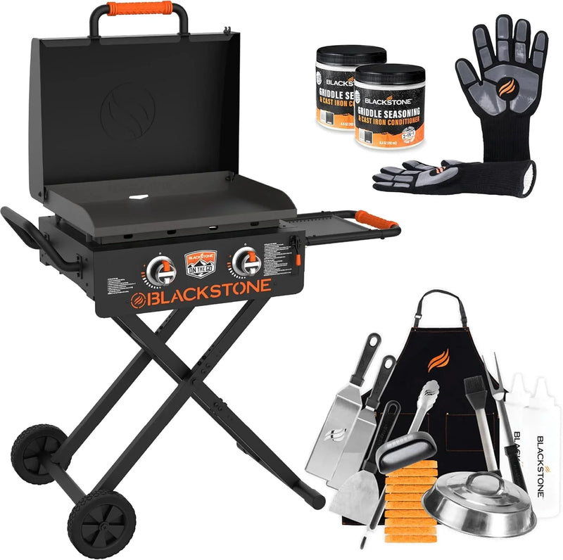 Blackstone 22 Inch Griddle - Portable Blackstone Omnivore Grill with Flexfold Legs, Includes Accessories, Seasoning, and Griddle Gloves F3