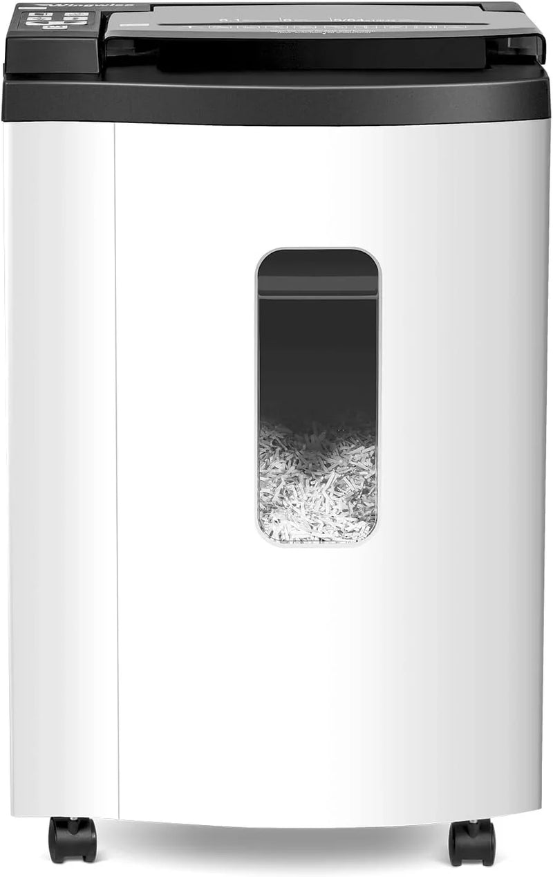 150 Sheet Auto-Feed Micro Cut Paper Shredder for Home Office Use, P-5 Super High Security (5/64 x 19/32 inches), Large 6-Gallon Bin, 20-Min Continuous Run, 55dB Ultra-Quiet, White J1