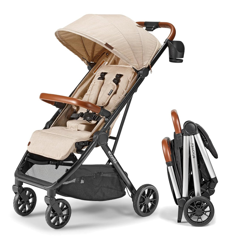 V2 Compact Baby Stroller - Premium vegetarian leather material, one-handed folding, infinitely adjustable tilt angle, aerospace-grade aluminum frame, oversized sunshade, spacious storage space, folding umbrella-style baby stroller - Desert Berry Colo P2