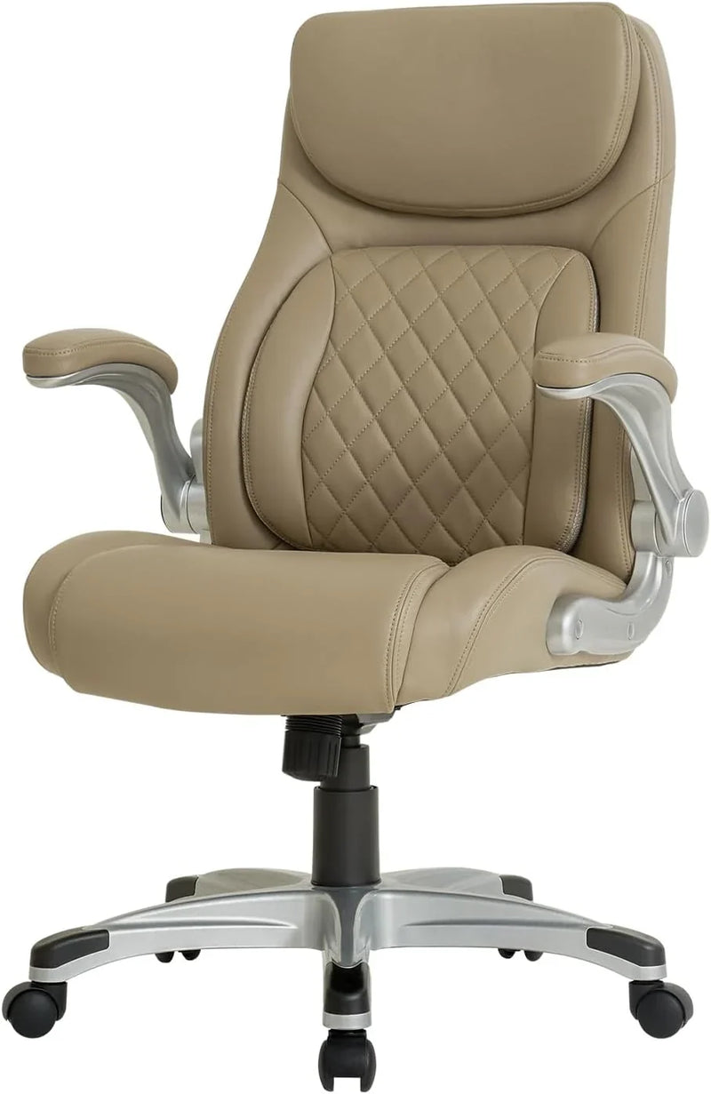 Ergonomic elastic polyurethane leather office chair, high-back modern executive office chair, equipped with 5 adjustable lumbar support cushions, tilting function, and reversible armrests. It is a comfortable home office computer desk chair, in black X5