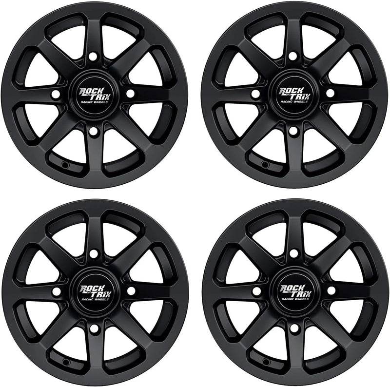 RT102 15in Wheels 15x7 4x137, 4 3 Offset, ATV UTV SxS Rims, Compatible with Can Am Commander Max Defender Max Pro Maverick X3 Maverick Trail, 4/137 Matte Black, Set of 4 V2