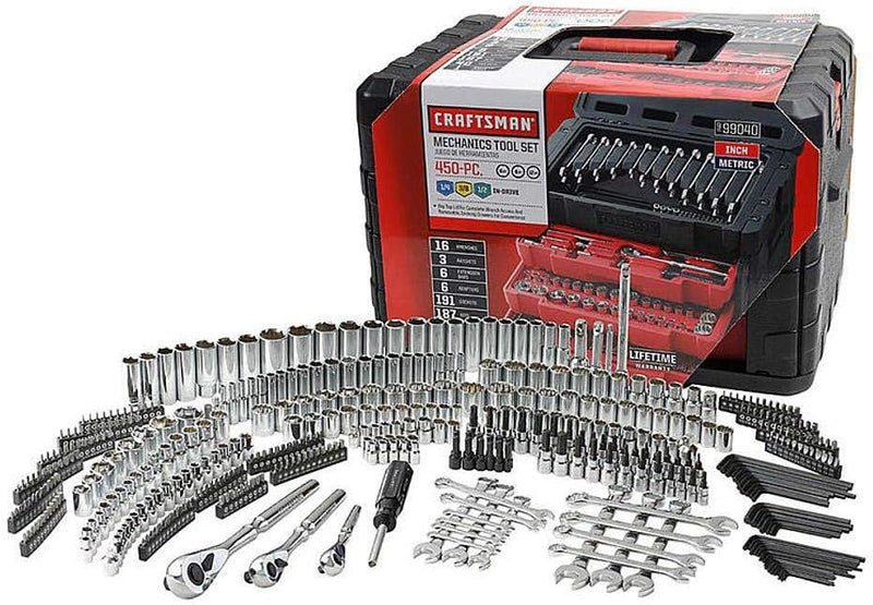 450-Piece Mechanics Tool Set, Ratchet Socket Hand Wrench Toolset M9
