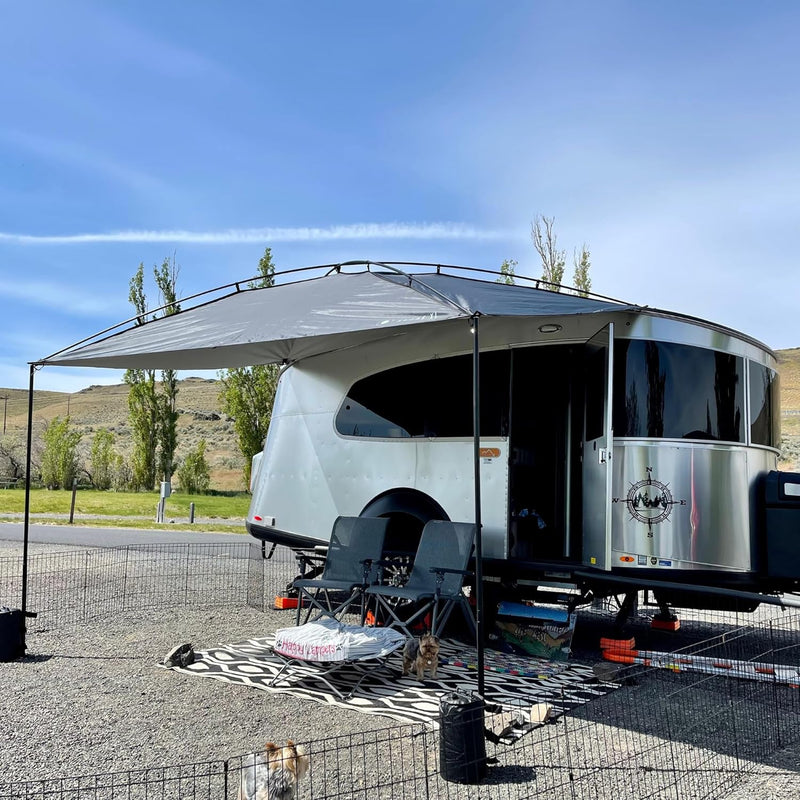 Sunshade portable roof tent, with dimensions of 9 feet by 7 feet, has a large shading area, is lightweight and durable, and is suitable for vehicles such as trucks, SUVs, vans, and camper vans (dark blue) C2