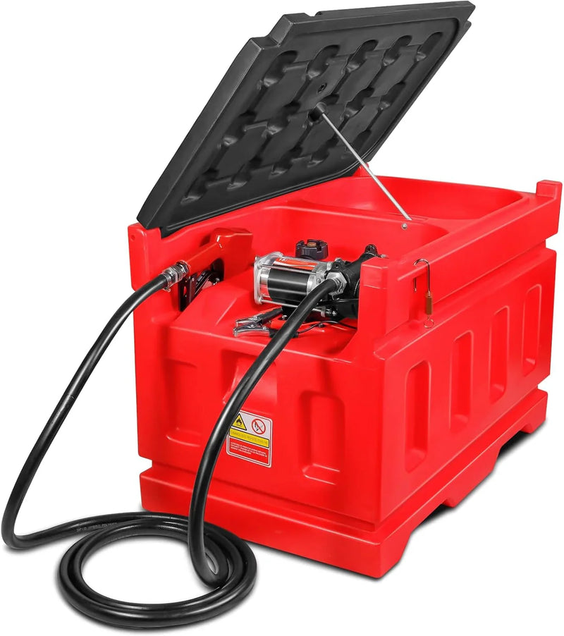 Portable 48 Gallon Fuel Tank with Pump for Gasoline & Diesel, 15GPM High Flow Rate 12V DC Self-Priming Fuel Transfer Pump, 13.1ft Hose, Auto Fueling Nozzle, for Easy Fuel Transportation B3