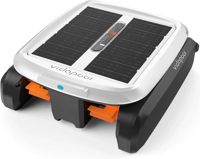 Solar Powered Automatic Robotic Pool Skimmer Cleaner,Solar Pool Surface Cleaner Dual Mode with Obstacle Avoidance Daytime ＆ Overnight Continuous Cleaning Ideal for All Swimming Pool-White W4