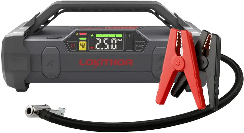 Jump Starter 2000Amp 20000mAh 12V Car Battery Booster Pack for Upto 8L Gas or 6L Diesel, 150 PSI Air Compressor with Damping Technology,Portable Power Bank with Handle Bar and Emergency Light U9