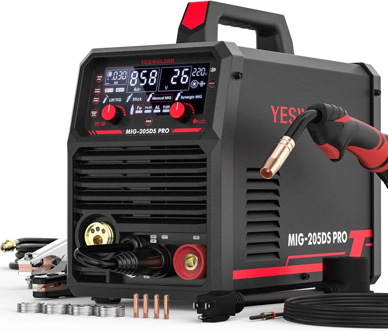 MIG Welder,110V Flux Core Welder Flux Core MIG/Lift TIG/Stick 3-in-1 Large LED Digital Display Welding Machine IGBT Inverter Welder FLUX-135PRO A0
