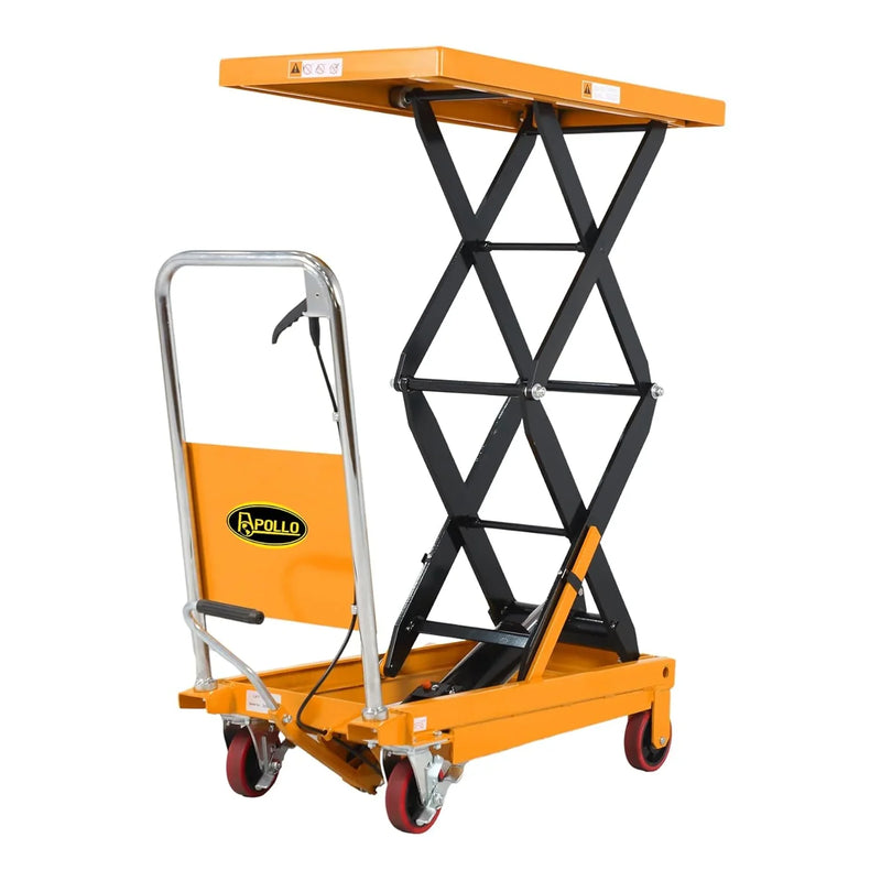 Hydraulic Lift Table Cart – 770 lbs Capacity, 51" Max Height, Double Scissor Lift with Safety Guard & 4 Wheels B7