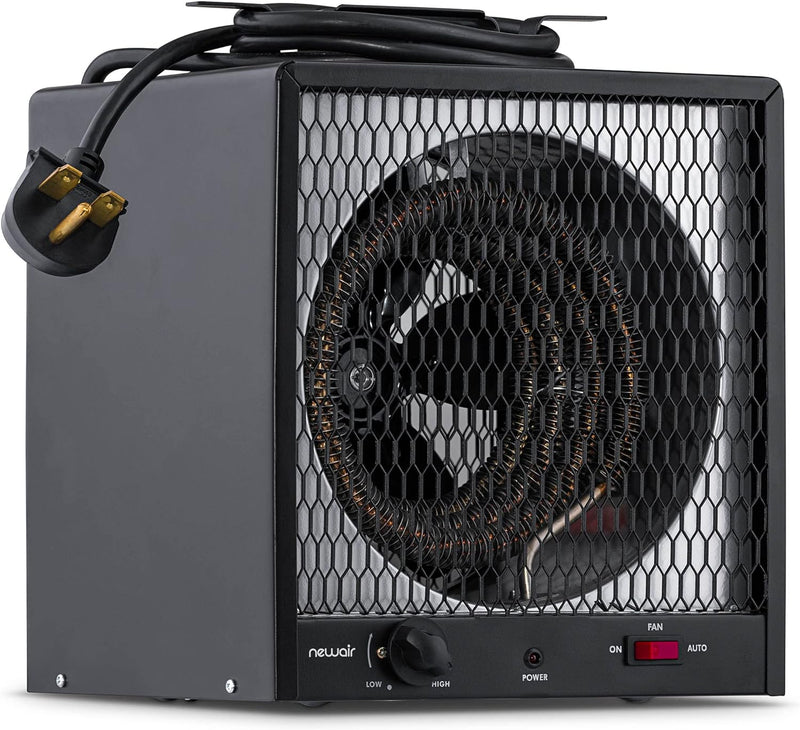 240v Portable Electric Garage Heater, Industrial Strength with Internal Thermostat and Carrying Handle, Heats 600 sq. ft. with 6-30R Plug, Perfect for Garages, Workshops and More V1