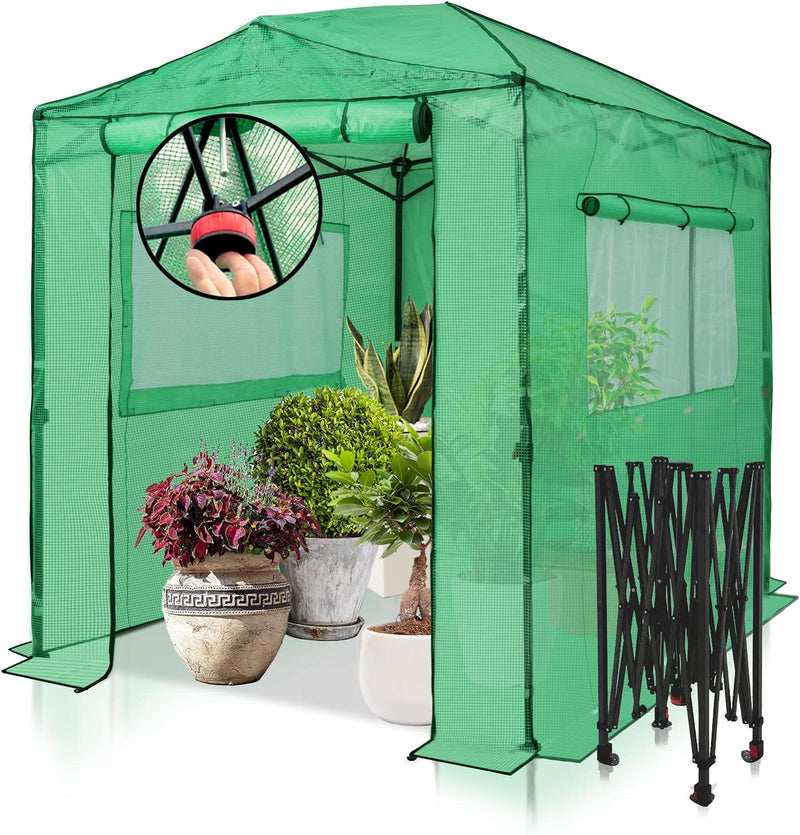 EAGLE PEAK 8x6 Portable, Heavy-Duty, Walk-in Pop-up Greenhouse, Indoor Outdoor Gardening Green House D5