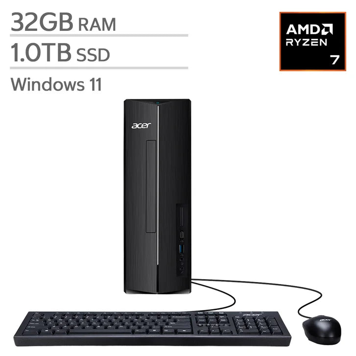 Acer Aspire Slim Desktop, AMD Ryzen 7 7730U - 32GB RAM, 1TB SSD L3