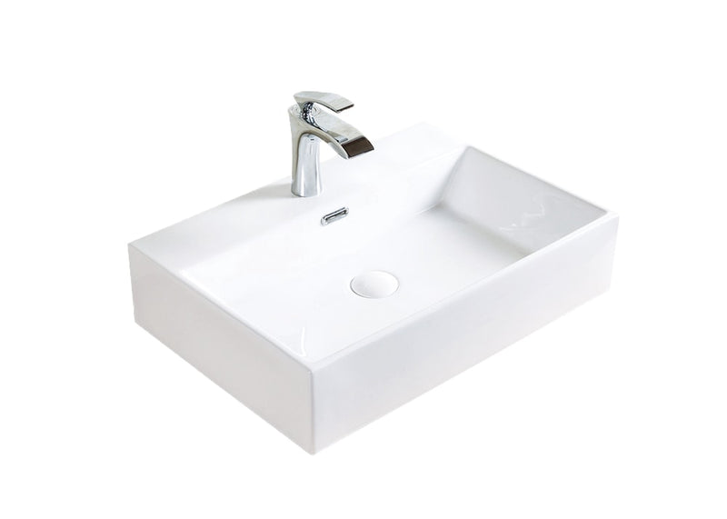 A&E Bath Raylee Ceramic Vessel Bathroom Sink/Basin with Overflow, Glossy White D4