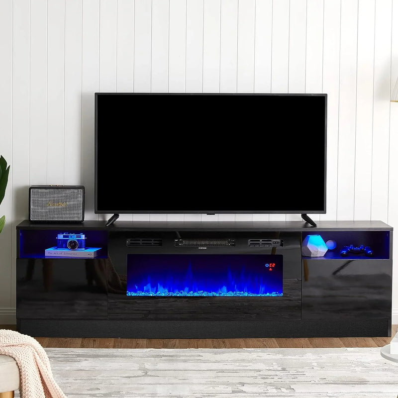 Fireplace TV Stand with 36" Electric Fireplace, LED Light Entertainment Center U6