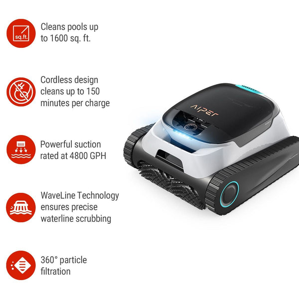 Aiper Scuba N1 Cordless Robotic Pool Cleaner for In-Ground Pools up to 1600 sq. Ft. T3
