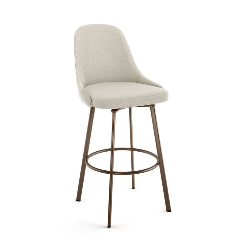 Amisco Harper Swivel Counter Stool with Backrest, Bronze Frame & Cream Fabric, 26-in P7