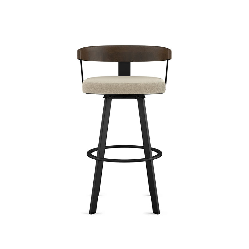 Amisco Lars Wood Swivel Counter Stool with Backrest, Black Frame, 26-in A6