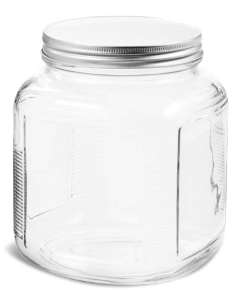 Anchor Hocking Cracker Glass Food Storage Jar with Silver Lid, 2-qt, Clear & Durable Glass C5