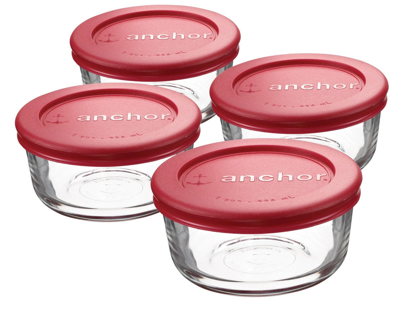 Anchor Hocking Glass Round Storage Containers with Lids, 4 Count Q9