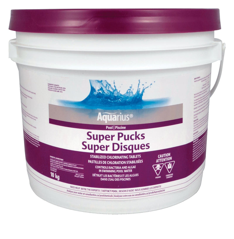 Aquarius Super Pucks Stabilized Chlorine Pool Pucks, 10-kg D6
