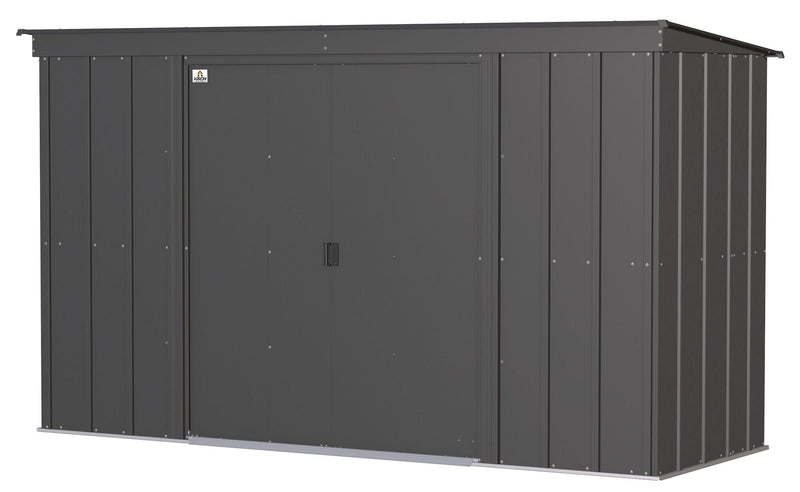 Arrow Classic Galvanized Steel Storage Shed, Charcoal, 10-ft x 4-ft L9