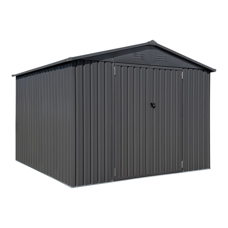 Arrow Double Swing Door Outdoor Metal Storage Shed with Sloped Roof, Charcoal, 10-ft x 10-ft Z6