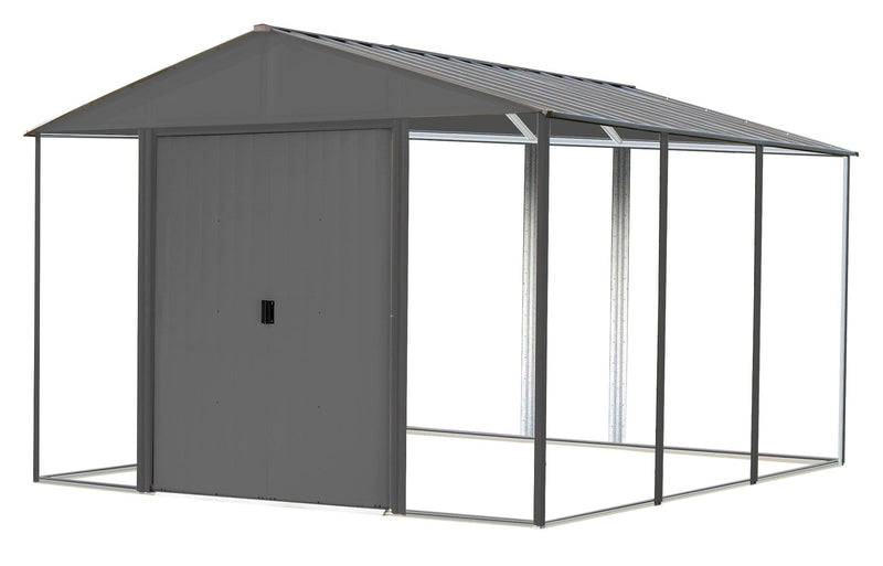 Arrow Ironwood Steel Hybrid Shed Kit, Anthracite, 10-ft x 12-ft P7