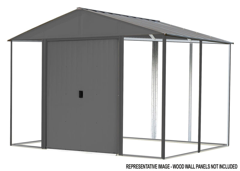 Arrow Ironwood Steel Hybrid Shed Kit, Anthracite, 8-ft x 8-ft R8