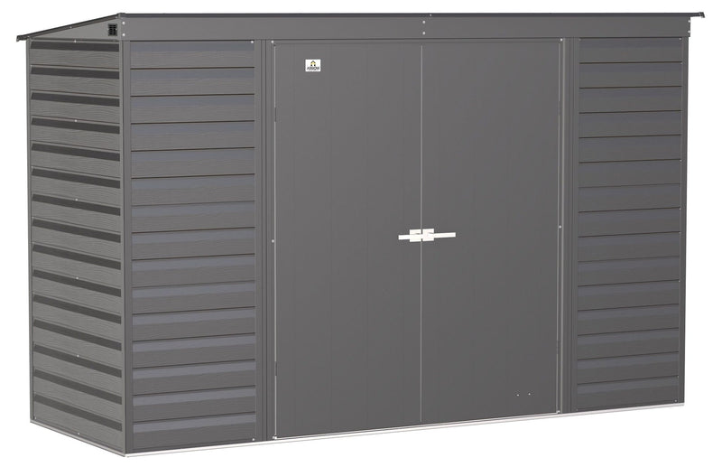 Arrow Select Galvanized Steel Storage Shed, Charcoal, 10-ft x 4-ft F4