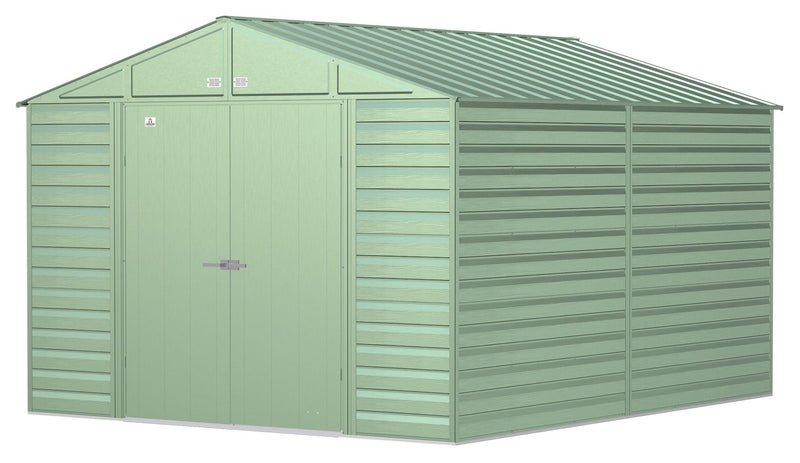 Arrow Select Galvanized Steel Storage Shed, Sage Green, 10-ft x 12-ft B7