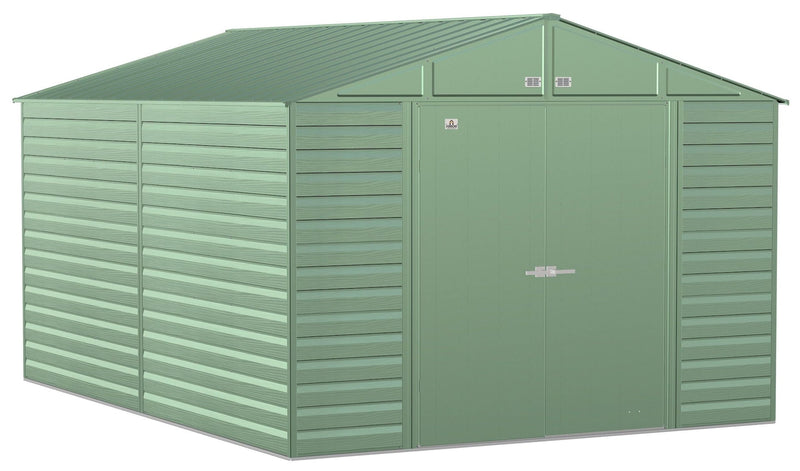 Arrow Select Galvanized Steel Storage Shed, Sage Green, 10-ft x 14-ft Y5
