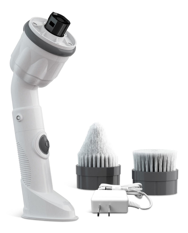As Seen on TV Scrubtastic Max Powerful Handheld Scrubber with 2 Brush Heads, Compact, White S7