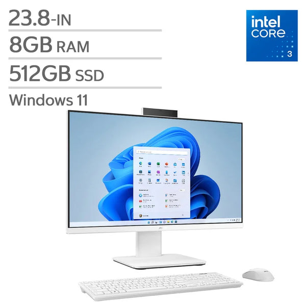 ASUS 23.8-in All-in-One Desktop, Intel Core i3-1315U - 8GB RAM, 512 GB SSD I5