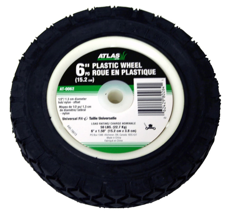Atlas Lawn Mower Replacement Wheel, Wide Tread, 6-in x 1.5-in V5
