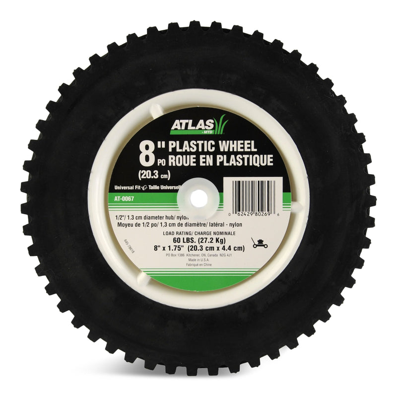 Atlas Plastic Lawn Mower Replacement Wheel with Geared Tread, 8-in x 1.75-in P6
